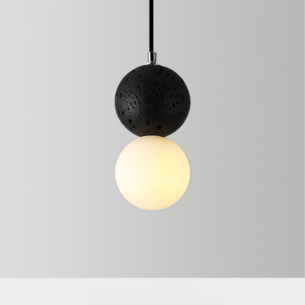 Suspension Design Pierre de Verre - Luminaire noir et blanc Moderne Élégant 1
