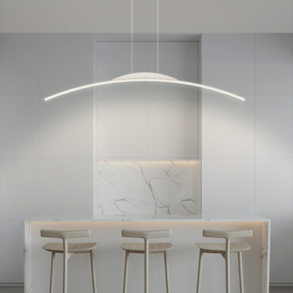Suspension Moderne Mia Design Blanc sur Ilot cuisine LED 5