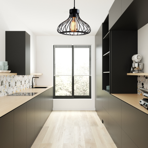 Suspension LED Nordique Industrielle Noir