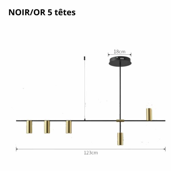 Suspension métal Nora V NOIR ET OR