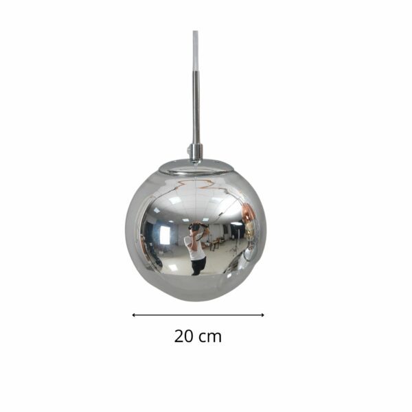 Suspension Boule brillante V argent 20 cm